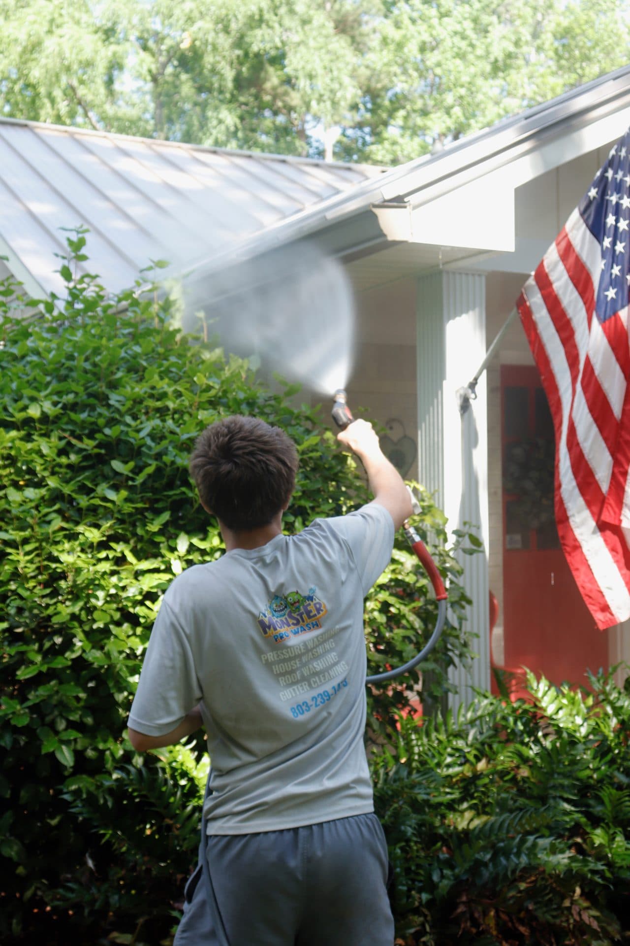 Soft washing a house exterior